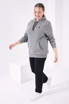 بنطال رياضي بتفاصيل حجر أزرق داكن مقاس كبير - Фото 6