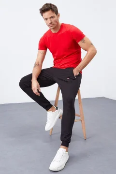 بنطال رياضي ا سواد بجيب بسحاب للرجال من Jogger - 84343 - Фото 1