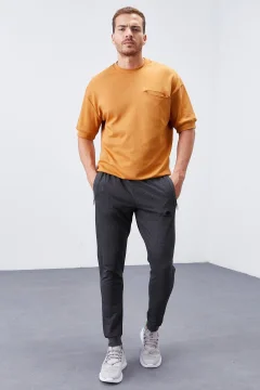 بنطال رياضي رجالي أنثراسايت ميلانج بسحاب وقصة ضيقة - Фото 7