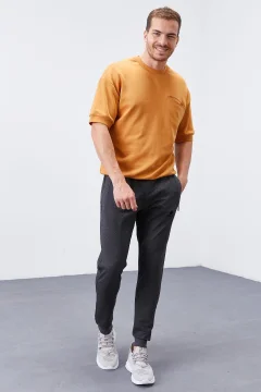 بنطال رياضي رجالي أنثراسايت ميلانج بسحاب وقصة ضيقة - Фото 5