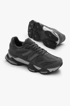 حذاء رياضي برباط ونعل عالٍ منقوش بنعل بولي مدخن للجنسين - Фото 4