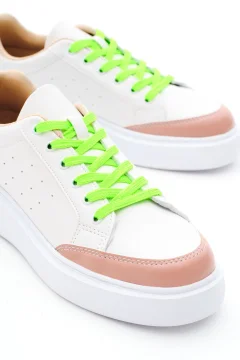 حذاء رياضي برباط ونعل بولي أخضر أبيض نسائي - Фото 3