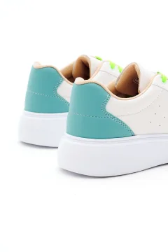 حذاء رياضي برباط ونعل بولي أخضر أبيض نسائي - Фото 5