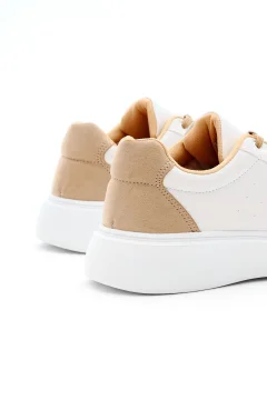 حذاء رياضي برباط ونعل من البوليستر باللون الأبيض للنساء - Фото 9