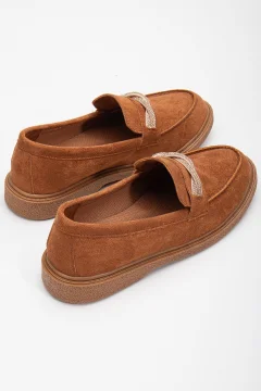 حذاء لوفر نسائي الجلد السويدي الداكن - Фото 4