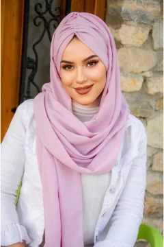 شال جاهز برباط وردي فاتح - Фото 3