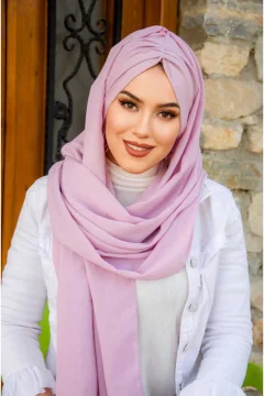 شال جاهز برباط وردي فاتح - Фото 4