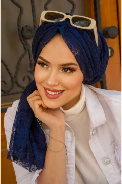 شال من الدانتيل منقش بالزهور - Фото 1