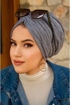 بونيه أزرق جاهز برباط من الدنيم - Фото 4