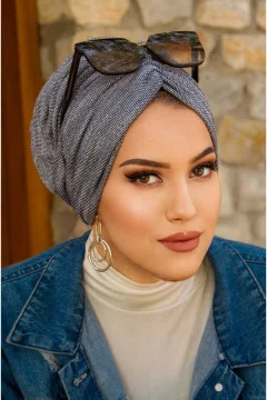 بونيه أزرق جاهز برباط من الدنيم - Фото 5