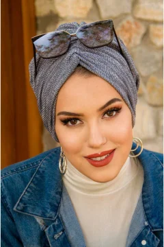 بونيه أزرق جاهز برباط من الدنيم - Фото 1