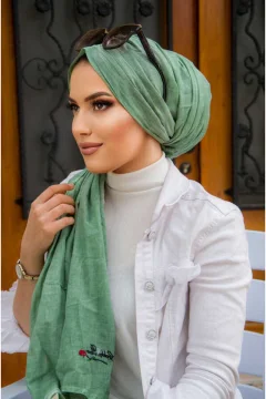 غطاء راس نسائي باللون الاخضر الداكن - Фото 2
