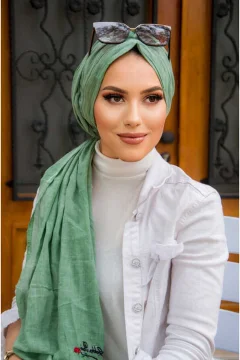 غطاء راس نسائي باللون الاخضر الداكن - Фото 3