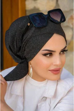 Black Glitter Cross Bonnet - Фото 1
