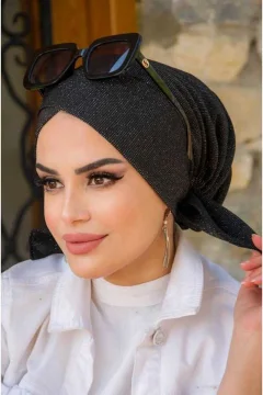 غطاء رأس باللون الأسود الامع - Фото 2