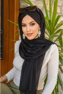 شال أسود برباط قابل للسحب - Фото 3