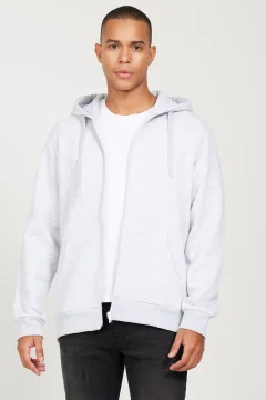 Men's Regular Fit Hooded Zip Sweatshirt - Фото 1