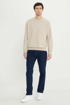 سويت شيرت رجالي باللون البيج برقبة دائرية - Фото 6