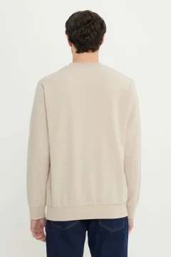 سويت شيرت رجالي باللون البيج برقبة دائرية - Фото 5