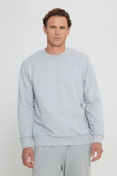 Men's Grey Melange Sweatshirt - Фото 1