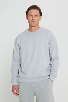 سويت شيرت رجالي رمادي ميلانج - Фото 7