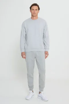 سويت شيرت رجالي رمادي ميلانج - Фото 2