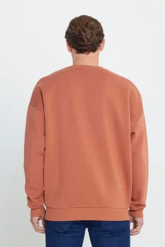 سويت شيرت رجالي بني فاتح بقصّة فضفاضة - Фото 5