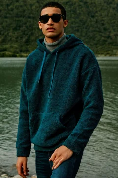 Men's Oversized Blue Sweatshirt - Фото 1