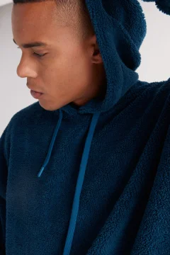 سويت شيرت رجالي كبير الحجم باللون الازرق - Фото 9