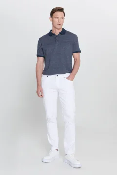 Men's white slim fit trousers - Фото 1