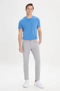 Men's gray slim fit trousers - Фото 1