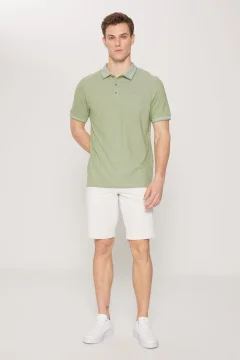 تي شيرت بجيب بياقة بولو للرجال باللون الأخضر - Фото 6