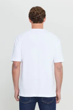 تي شيرت رجالي أبيض أوف وايت بقصة ضيقة ورقبة دائرية - Фото 5