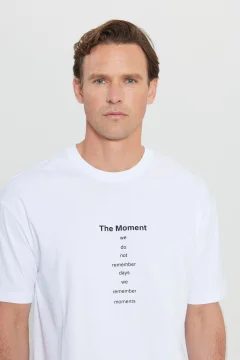 تي شيرت رجالي أبيض أوف وايت بقصة ضيقة ورقبة دائرية - Фото 8