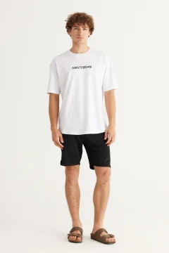 تي شيرت رجالي أبيض طويل برقبة دائرية - Фото 8