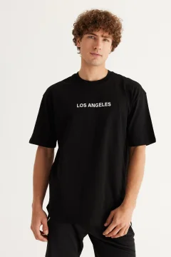 تي شيرت رجالي أسود طويل برقبة دائرية - Фото 6