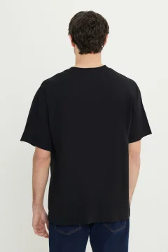 تي شيرت رجالي أسود في كحلي كبير الحجم - Фото 9