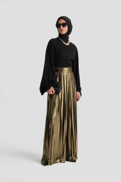 24K2701 Model Pleated Luminous Trousers - Gold - Фото 1