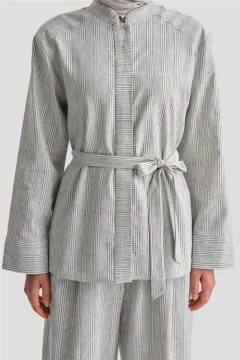 طقم نسائي قطن باللون الرمادي - Фото 4