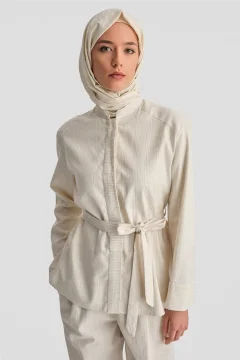 طقم قطن نسائي باللون البيج الفاتح - Фото 7