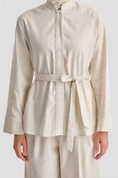 طقم قطن نسائي باللون البيج الفاتح - Фото 4