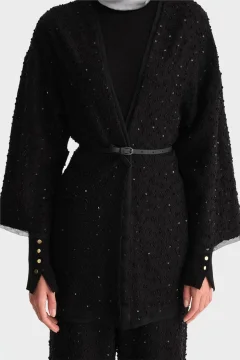 طقم قماش أسود لامع - Фото 4