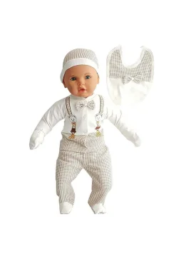 5-Piece Coffee Hospital Discharge Set with Bow Tie for Baby Boy - with Teddy Bear Strap - Фото 1