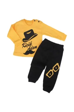 بدلة حديثي ولادة باللون الأصفر والأسود - Фото 5