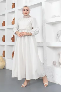 فستان محجبات كتان مزين بالدانتيل - Фото 6