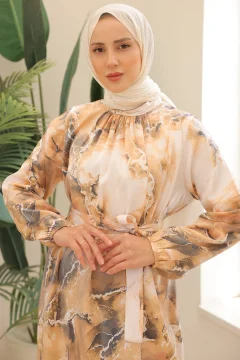 فستان محجبات من الساتان الخردل - Фото 6