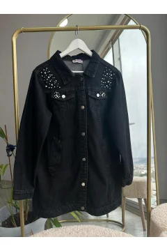 سترة نسائية بجيب مزين باللؤلؤ الحجري - Фото 2