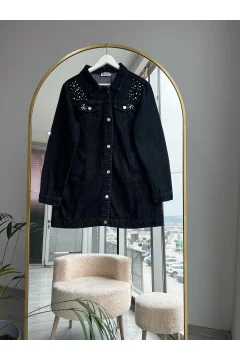 سترة نسائية بجيب مزين باللؤلؤ الحجري - Фото 5