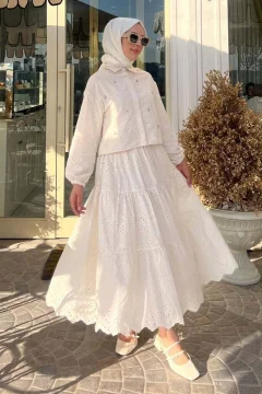 طقم تنورة صدفية مرصعة بالأحجار - Фото 2