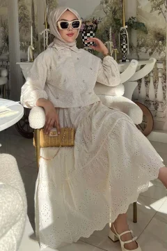 طقم تنورة صدفية مرصعة بالأحجار - Фото 3